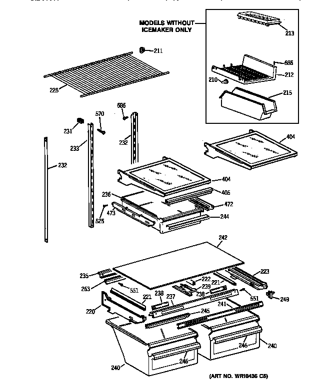 GE TBX24JIBCRWW shelf parts diagram