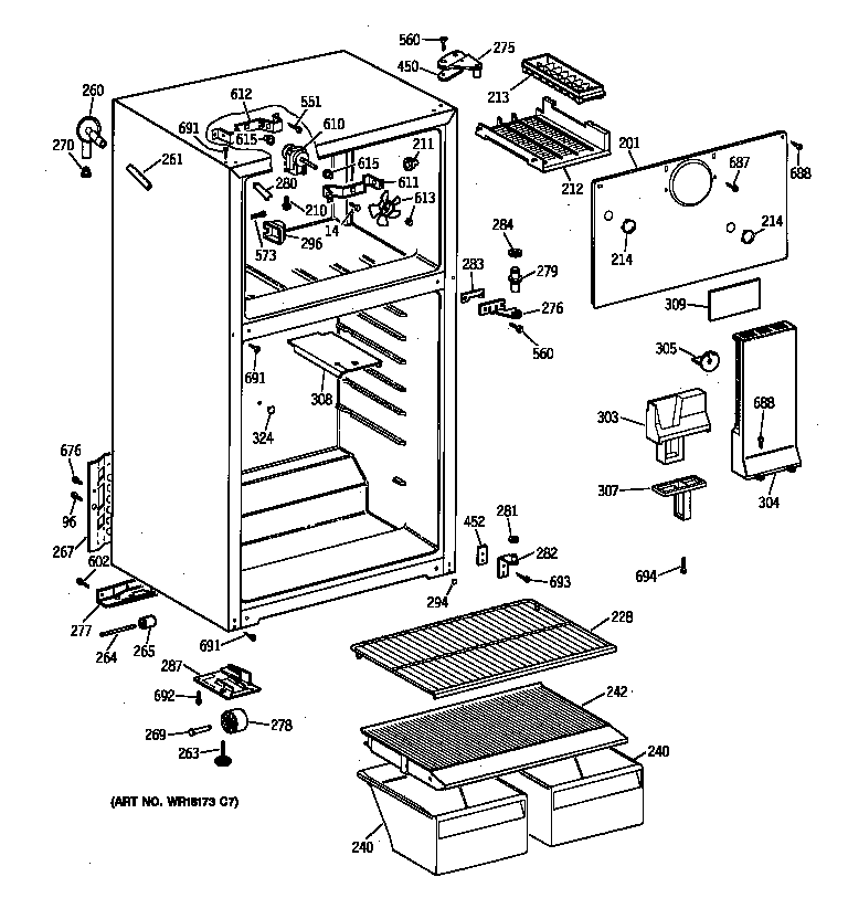 GE TBG14SAZFRAD cabinet diagram