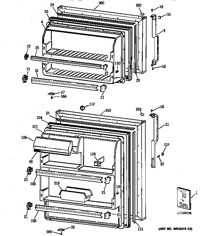 GE TBJ14JABERWW doors diagram