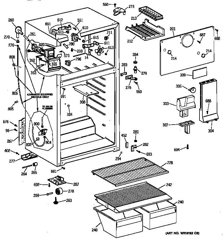 GE TBX16SABBRAA cabinet diagram