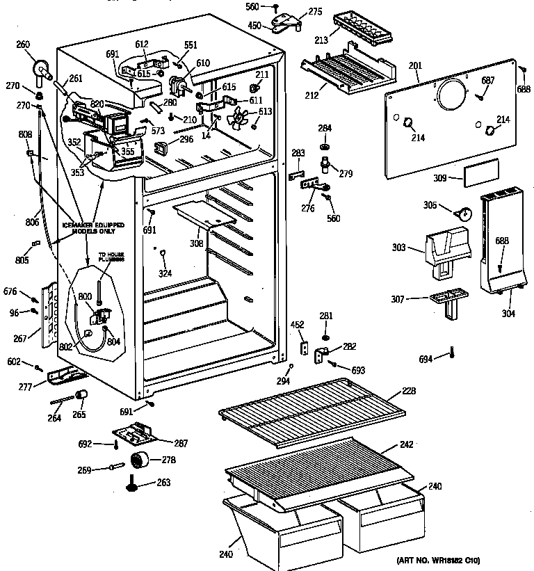 GE TBX14SABBRWW cabinet diagram