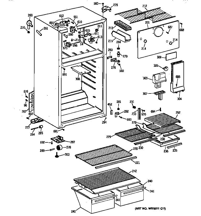 GE TBX18SYBBRAA cabinet diagram