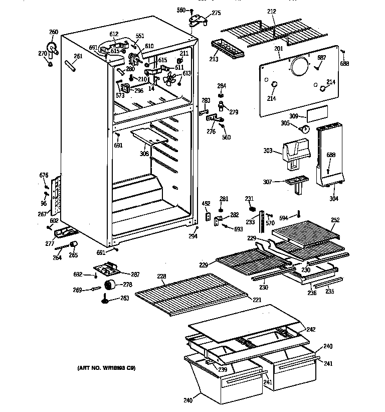 GE TBX18TABBRWW cabinet diagram