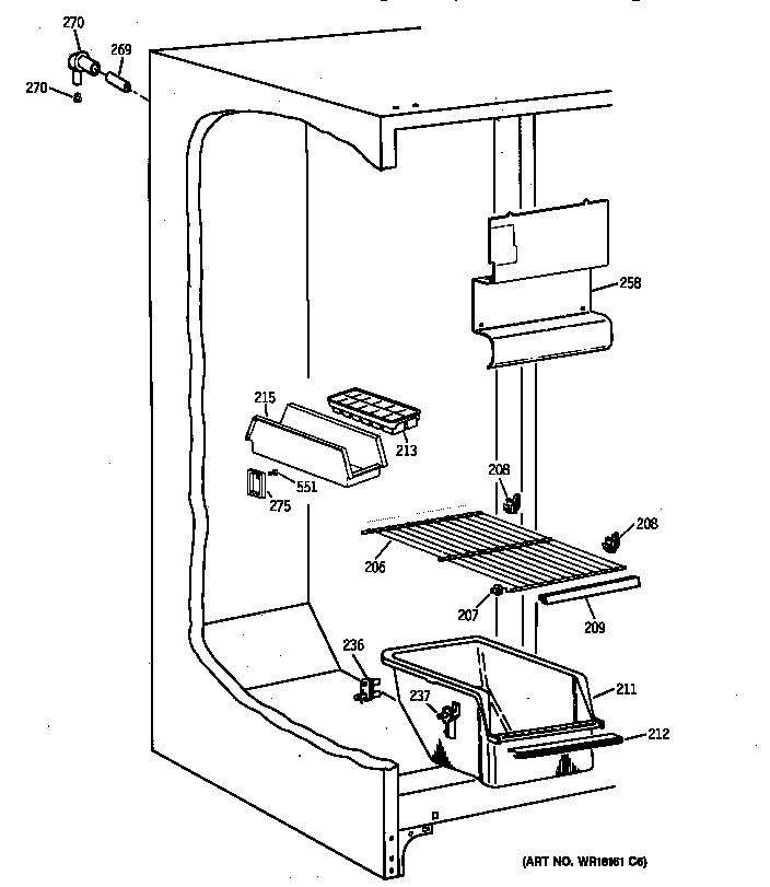 GE TFX22JABAWW freezer section diagram