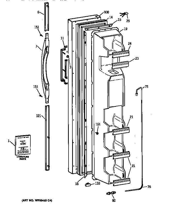 GE TFX22JRBAAA freezer door diagram