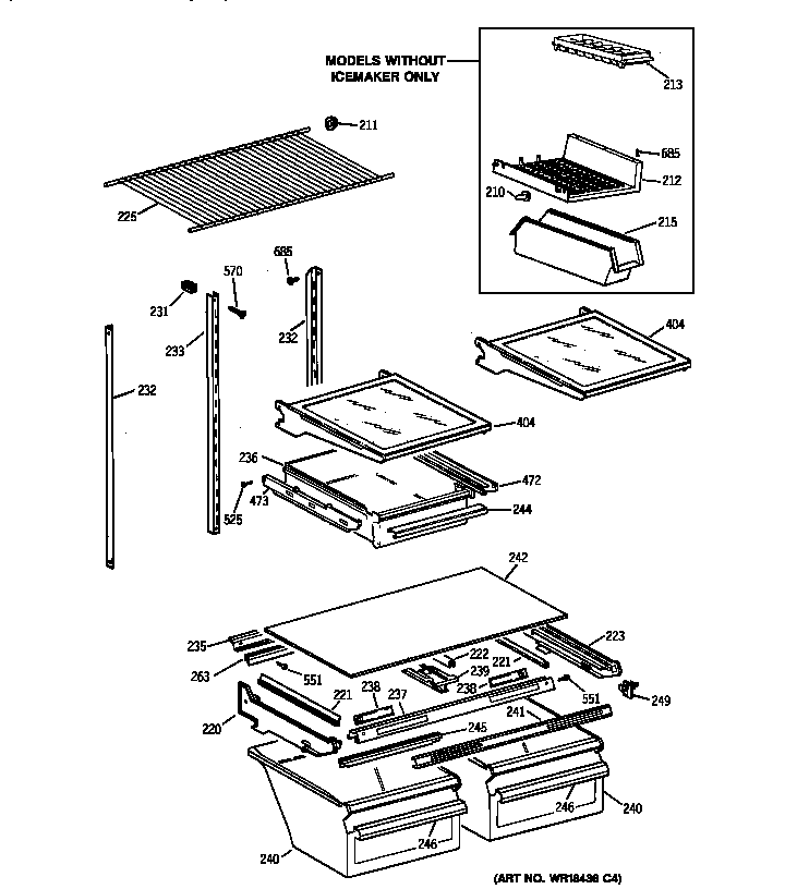 GE TBX18JABARBB shelf parts diagram