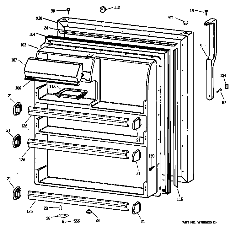 GE TBX21IIBBRWW fresh food door diagram