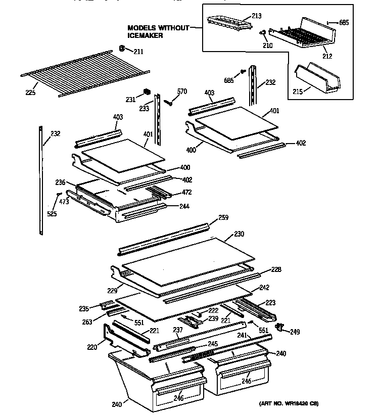 GE TBX21IIBBRWW shelf parts diagram
