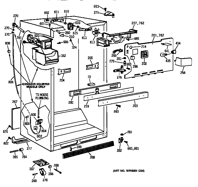 GE TBX22ZIBBRAA cabinet parts diagram