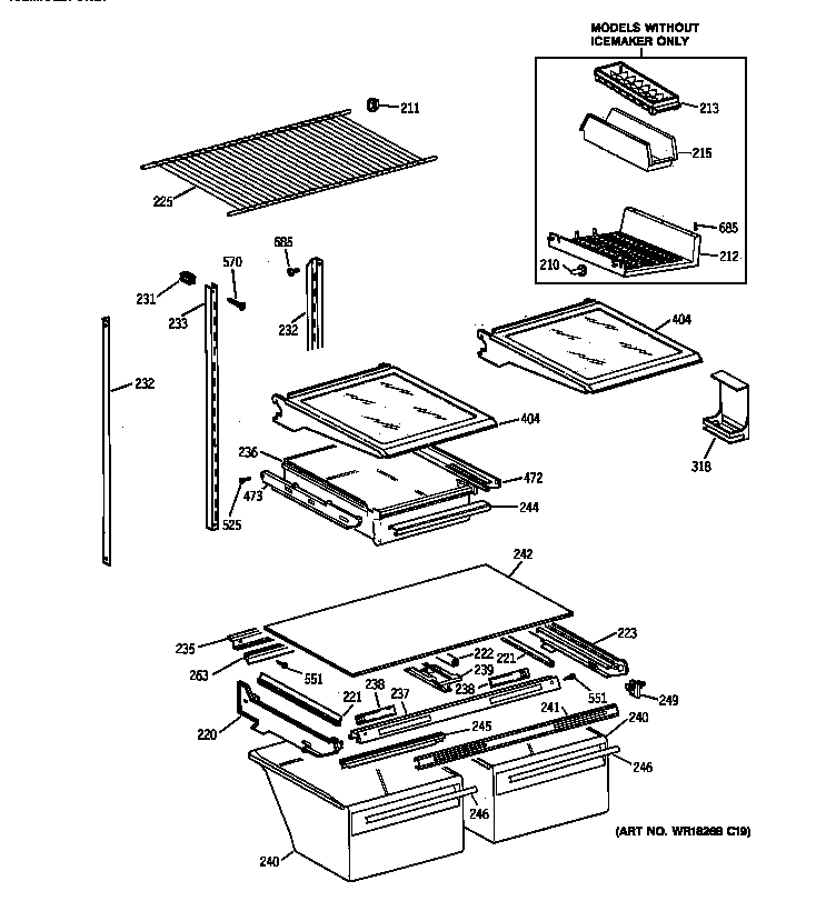 GE TBX22ZIBBRAA shelf parts diagram