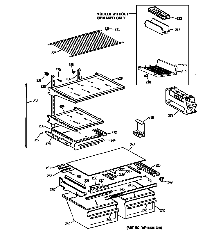 GE TBX22QABBRAA shelf parts diagram