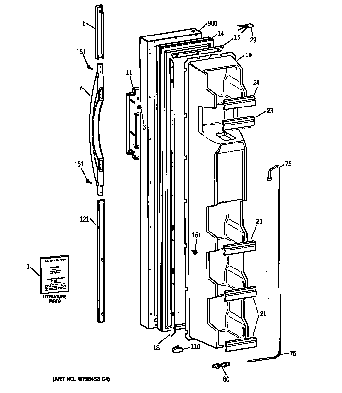 GE TFX22VRBAWW freezer door diagram