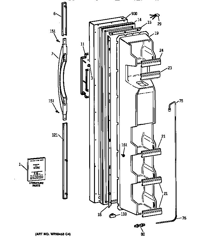 GE TFX22ZRBABB freezer door diagram