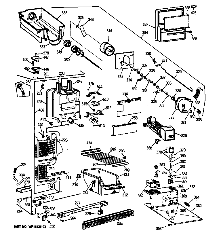 GE TFX22ZRBABB freezer section diagram