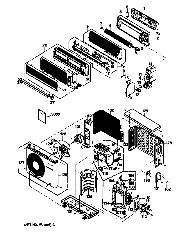 GE AS0RD12AA0G1 replacement parts diagram