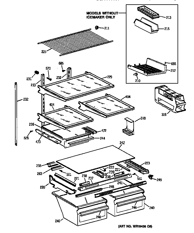 GE TBX19QABARAA shelf parts diagram