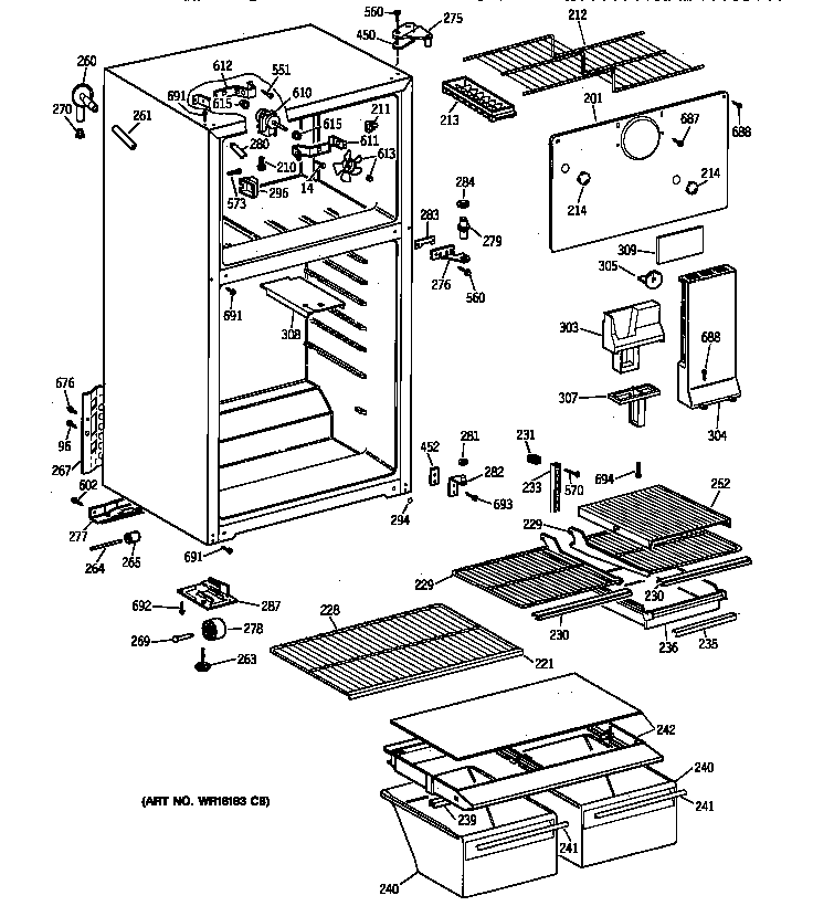GE TBT14DABBRAA cabinet diagram