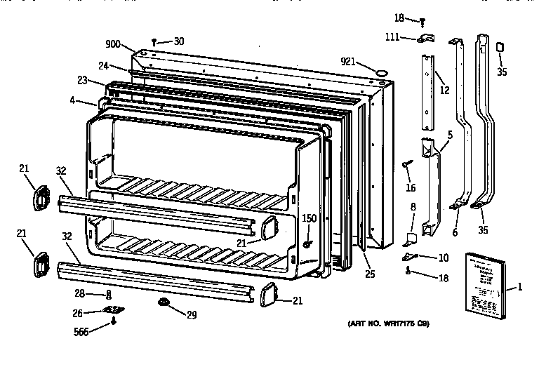 Hotpoint CTX18DIBBRWW freezer door diagram