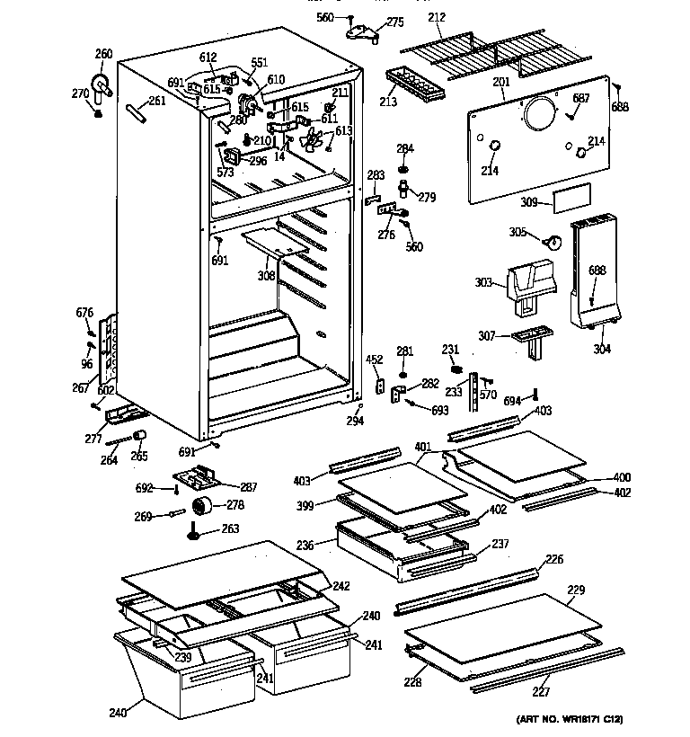 Hotpoint CTX17KAZGRWH cabinet diagram