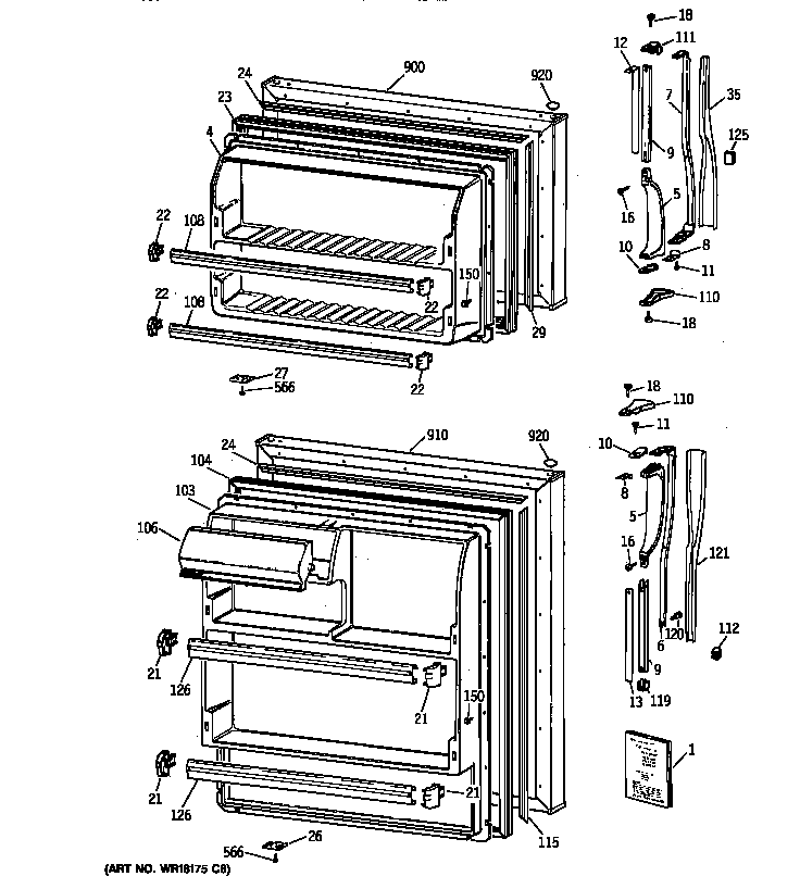 Hotpoint CTX16CIZGLWH doors diagram