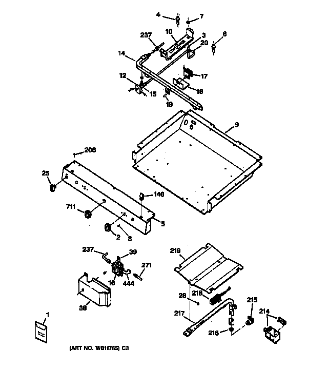 Hotpoint RGB535BEA1AD gas & burner parts diagram