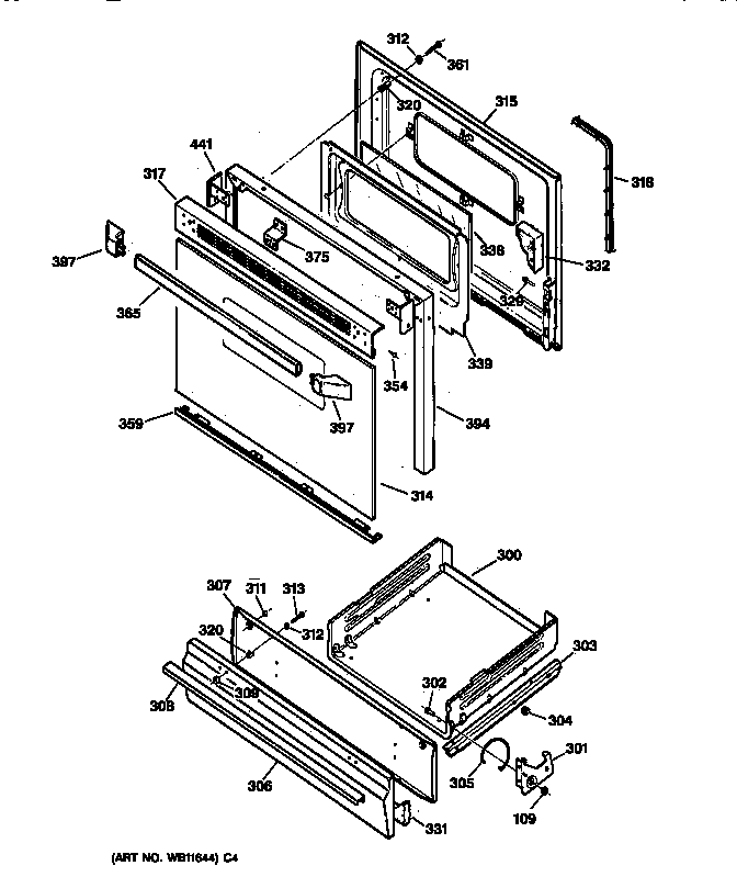 Hotpoint RGB535BEA1AD door & drawer parts diagram