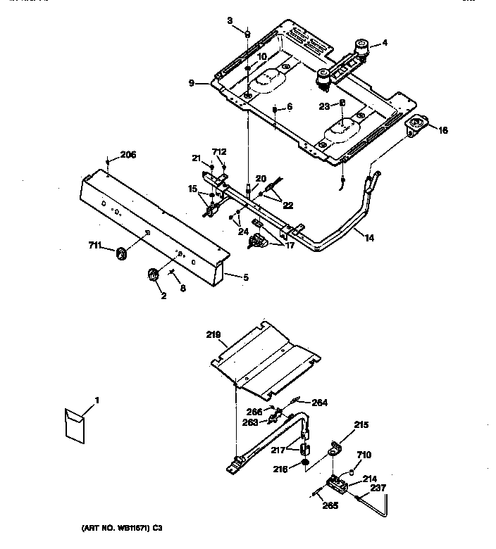 Hotpoint RGB524PPA1AD gas & burner parts diagram