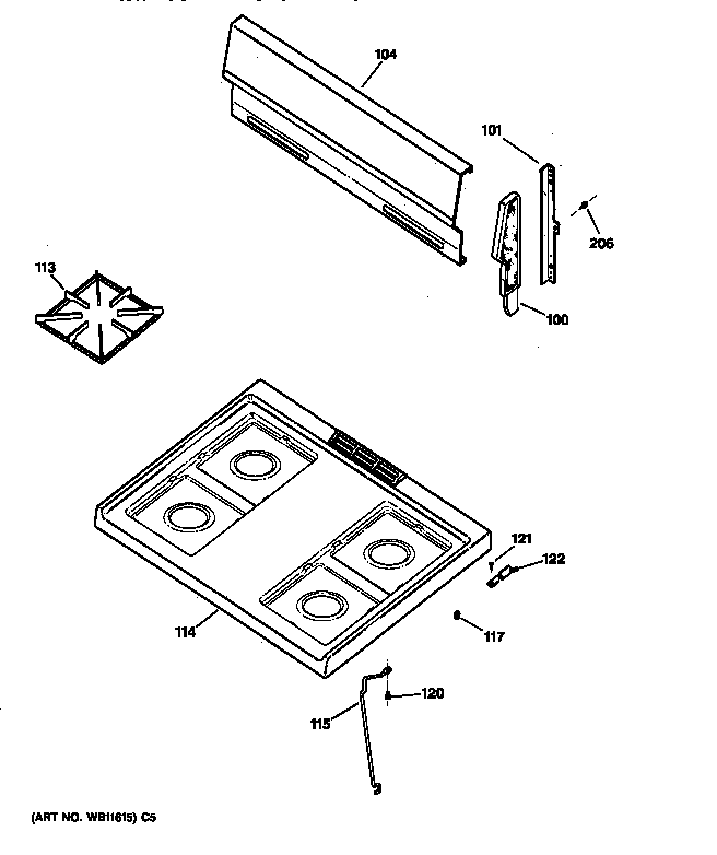 Hotpoint RGB524PPA1AD cooktop diagram