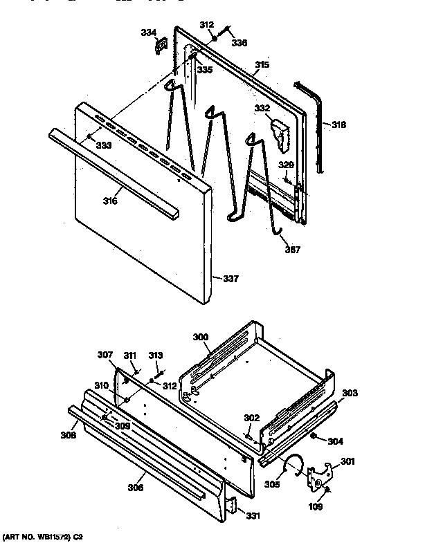 Hotpoint RGB524PPA1AD door & drawer parts diagram