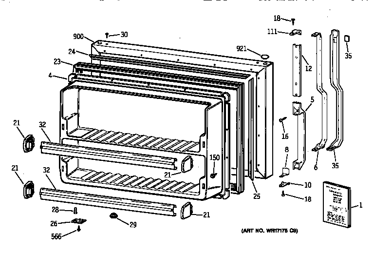 Hotpoint CTX18EABBRAA freezer door diagram