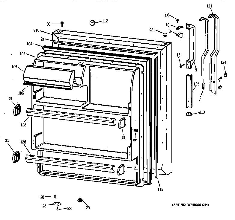 Hotpoint CTX18EABBRAA fresh food door diagram