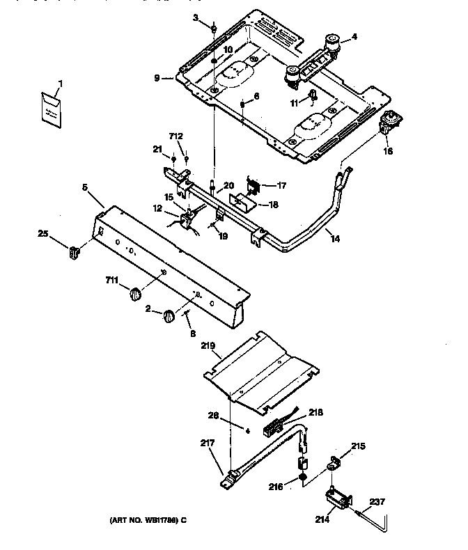 Hotpoint RGB528PEA1WW gas & burner parts diagram