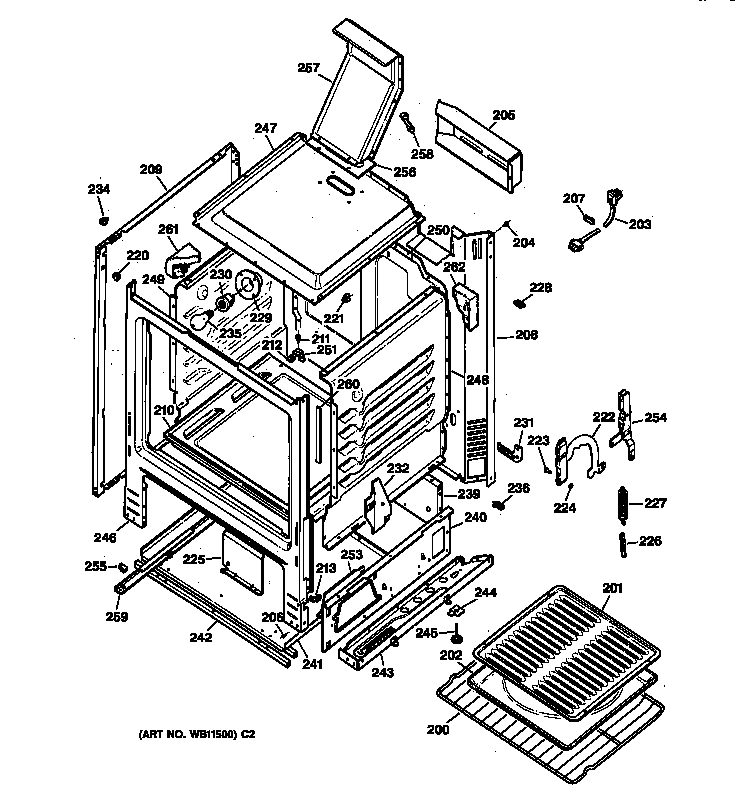 GE RGB628BEA1AD body parts diagram