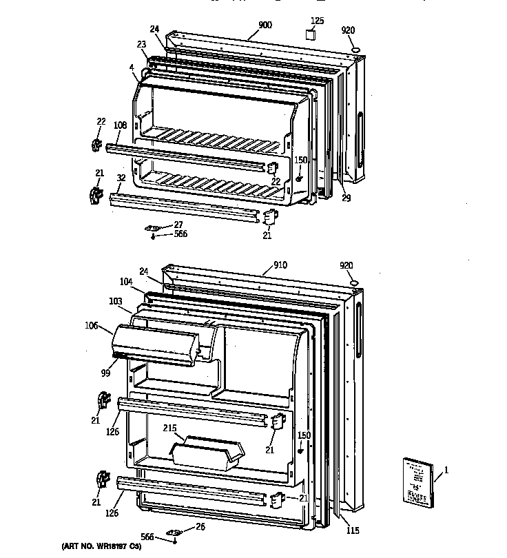 Hotpoint CTX16EYBBRWW doors diagram
