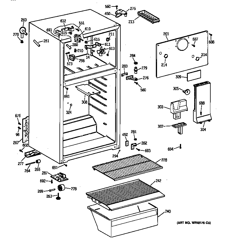 Hotpoint CTX14AYBBRAA cabinet diagram
