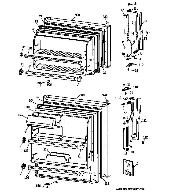 GE MTX16EAZGRAD doors diagram