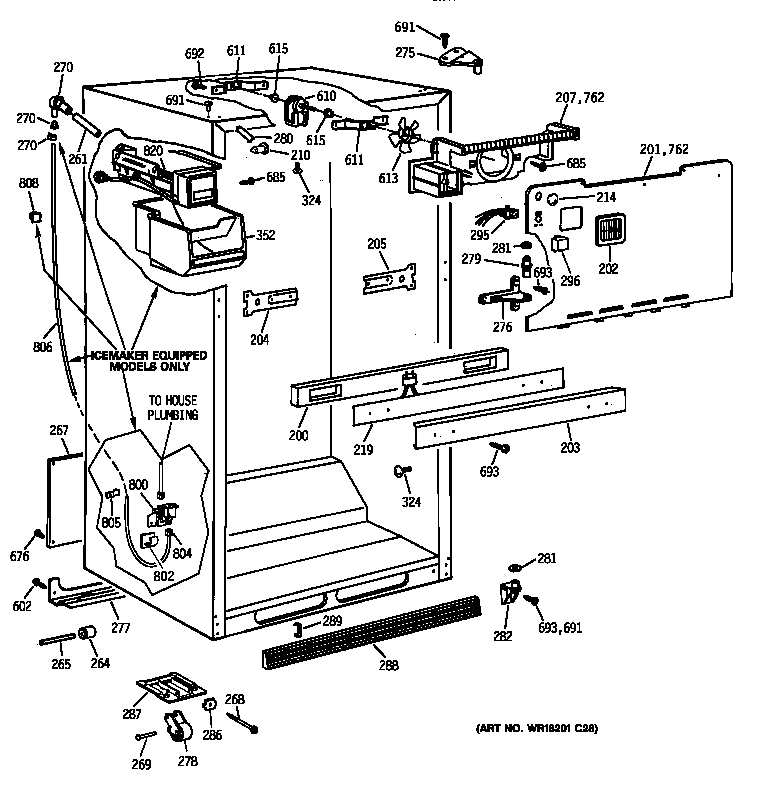 GE MTX18DABARAA cabinet parts diagram