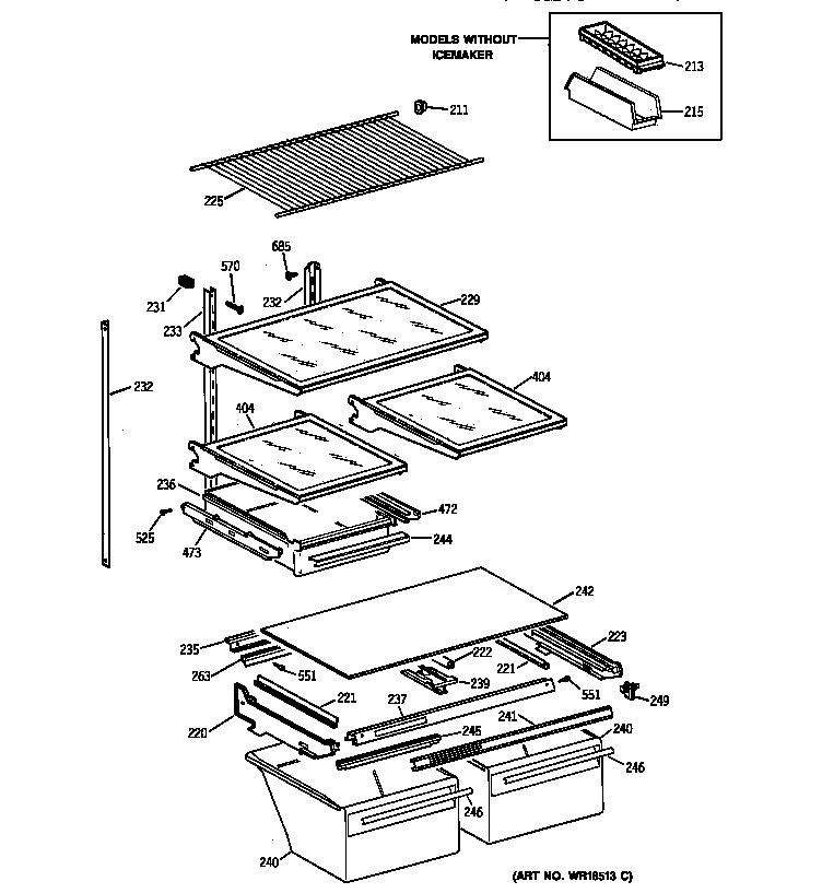 GE MTX18DABARAA shelf parts diagram