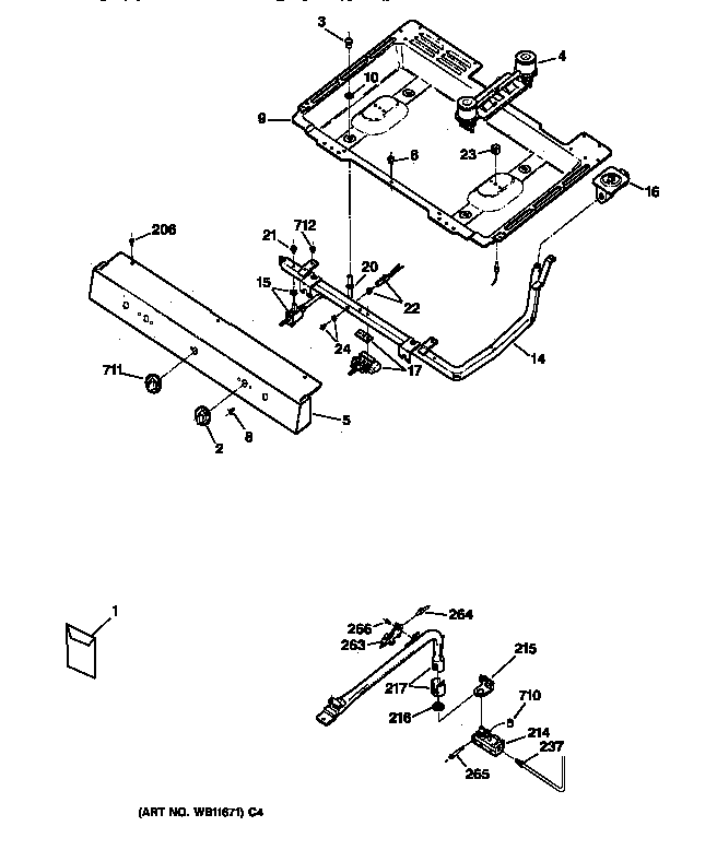 GE LGB116BPA1AD gas & burner parts diagram