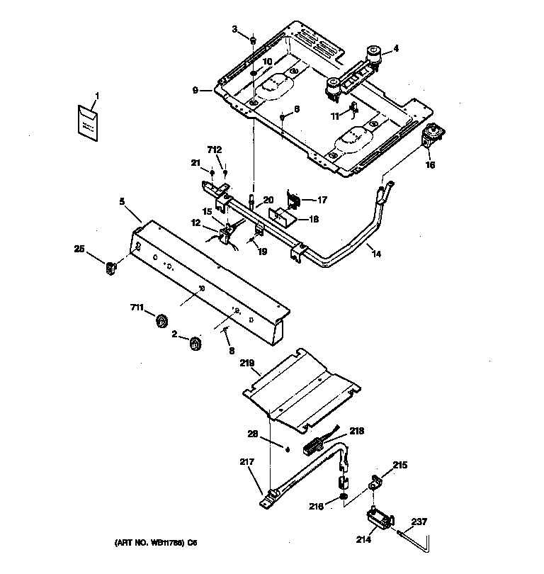 GE LGB126BEA1WH gas & burner parts diagram