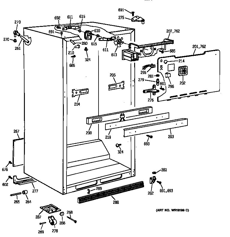 GE MTX18BABBRWW cabinet parts diagram