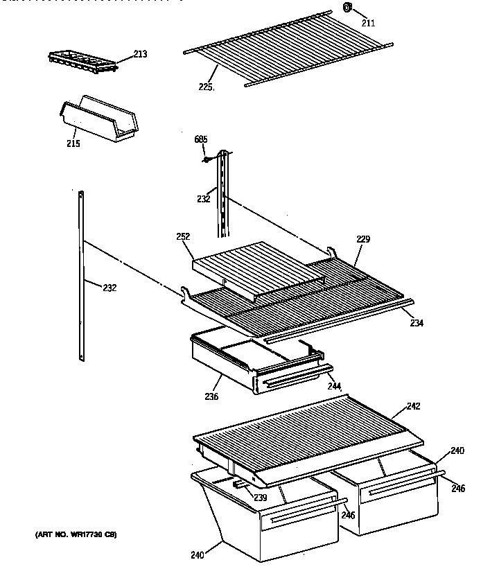 GE MTX18BABBRWW shelf parts diagram