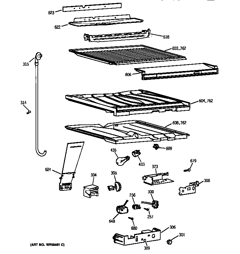 GE MTX18BABBRWW compartment separator parts diagram