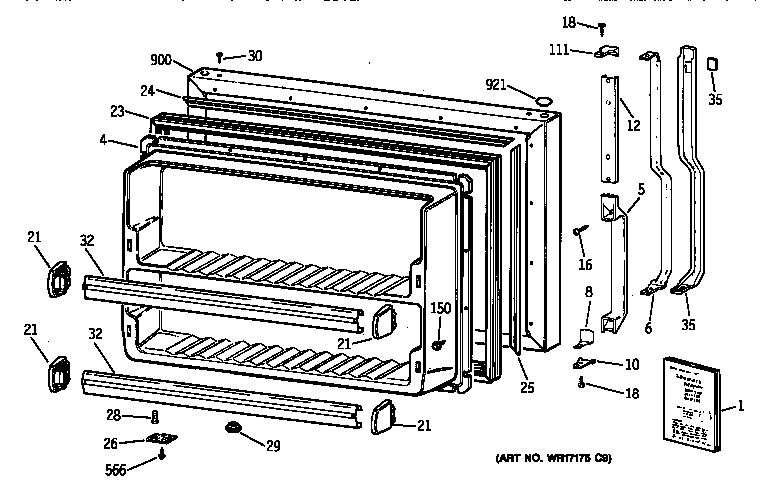 GE MTX18EABARWW freezer door diagram