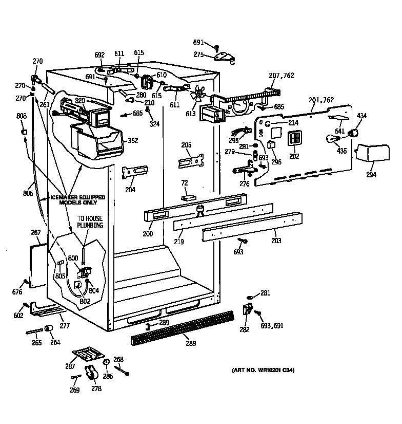 GE TBX19VABDRAA cabinet parts diagram