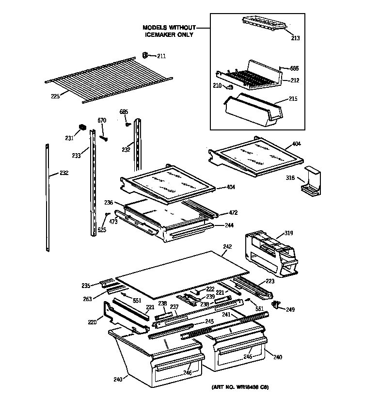 GE TBX19VABDRAA shelf parts diagram