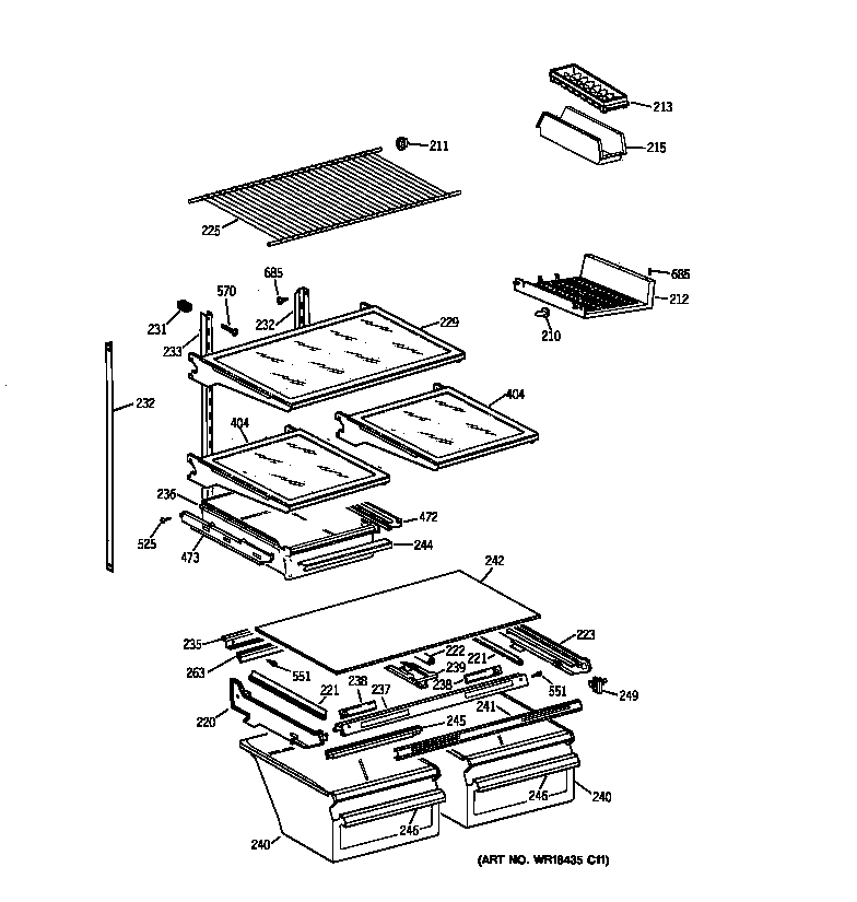 GE TBX18MABARWW shelf parts diagram