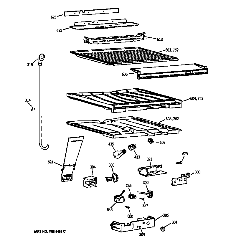 GE TBX18SIBALAA compartment separator parts diagram