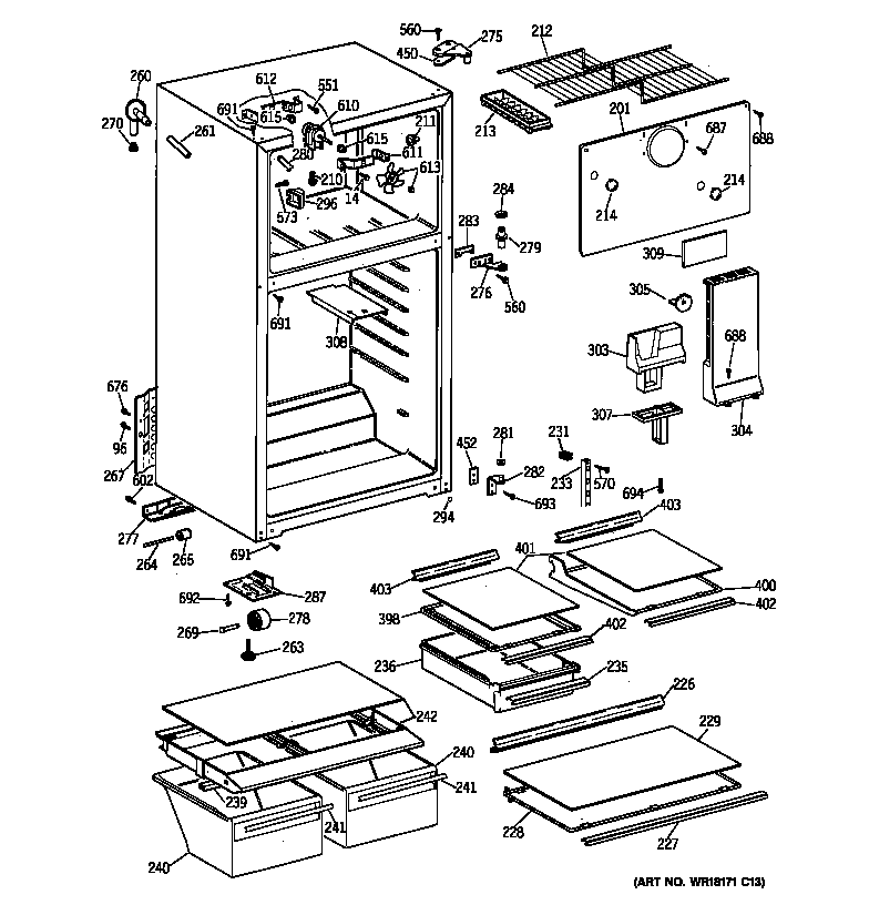 GE TBT16NABBRWW cabinet diagram