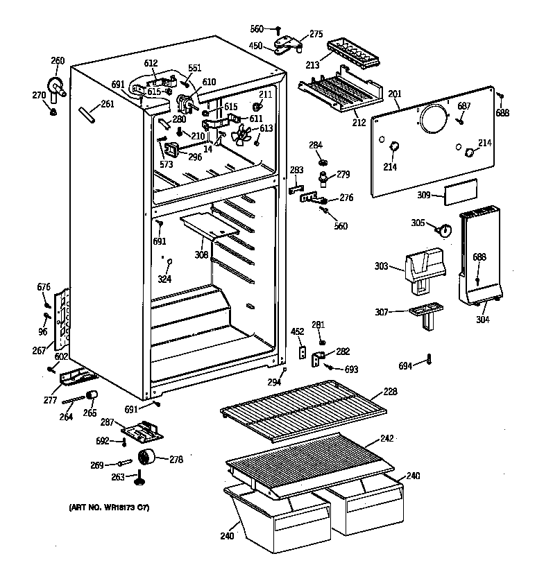 GE TBT16SABBRAA cabinet diagram